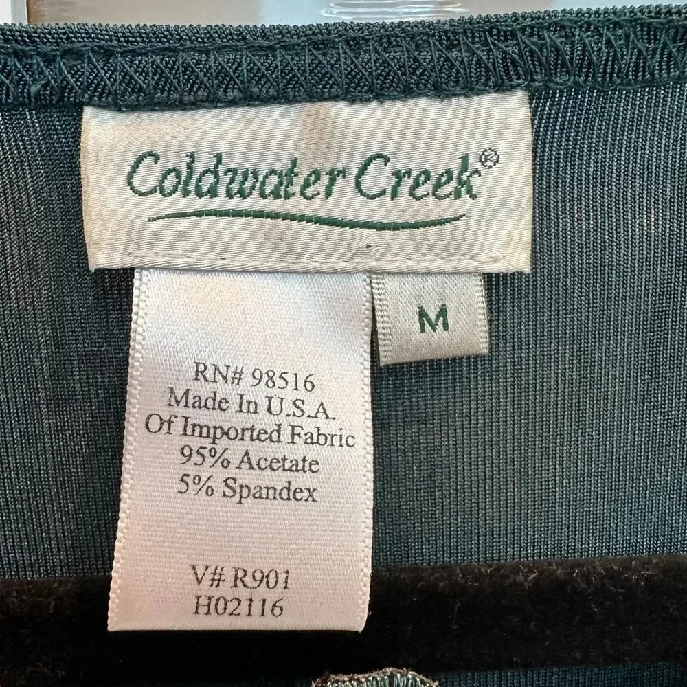Vintage Coldwater Creek Y2K Dark Teal Beaded Sequin Fairy Chic Blouse Top Size M